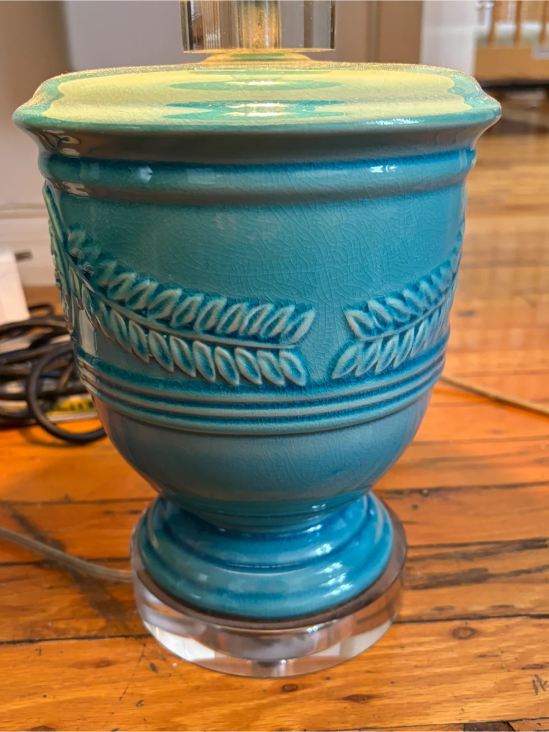 Vintage Turquoise Ceramic Table Lamp - photo 2