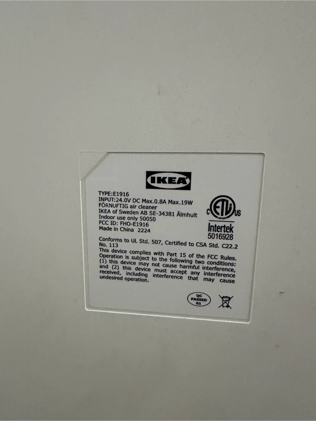 IKEA FÖRNUFTIG Air Purifier - White - photo 5