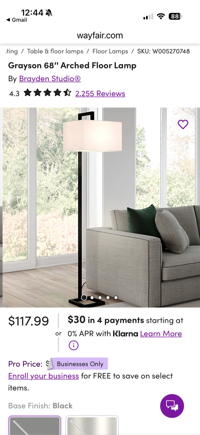 68" Arched Floor Lamp