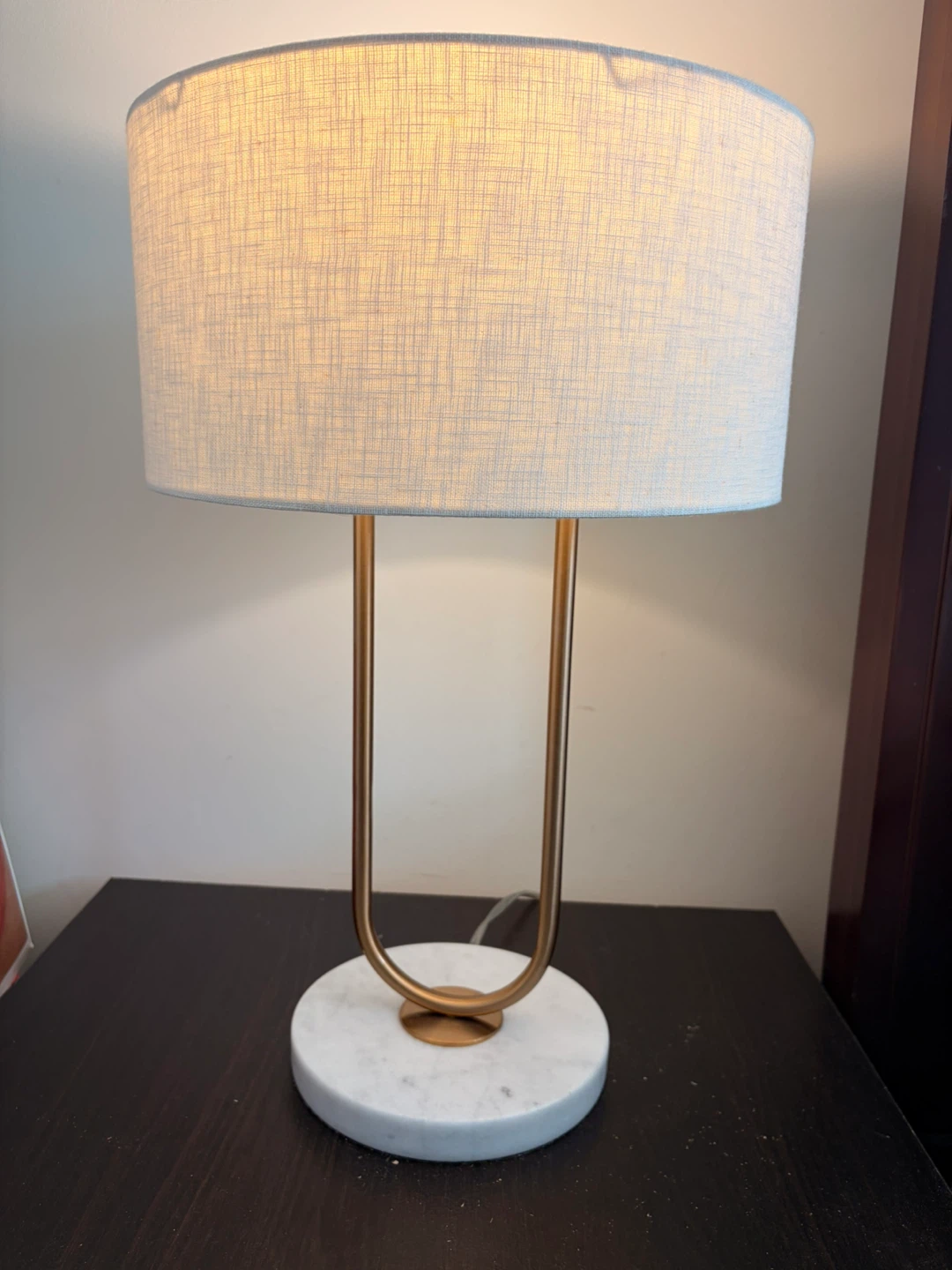 CB2 - Modern Gold Frame Table Lamp Marble Base Linen shade