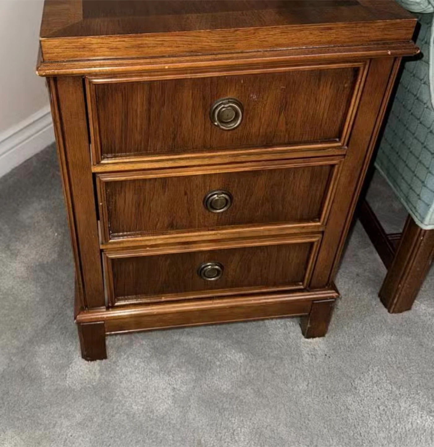 Wood 3-Drawer Nightstand - photo 2