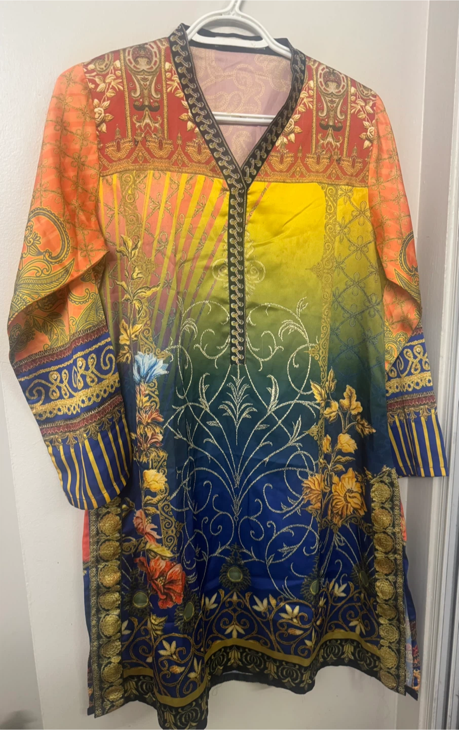 Silk Print Kurti with shalwar - photo 5