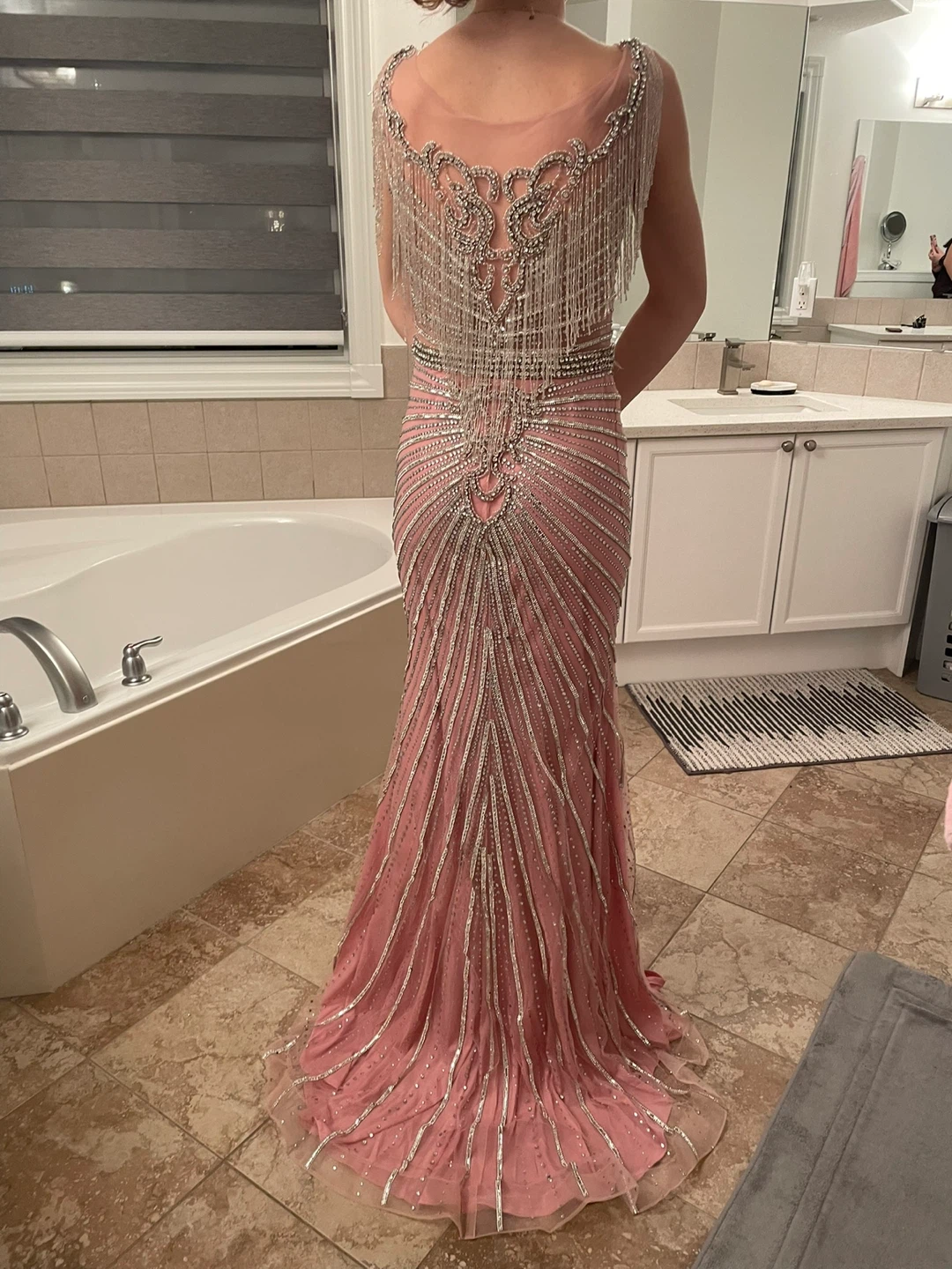 Pink Beaded Evening Gown - photo 3