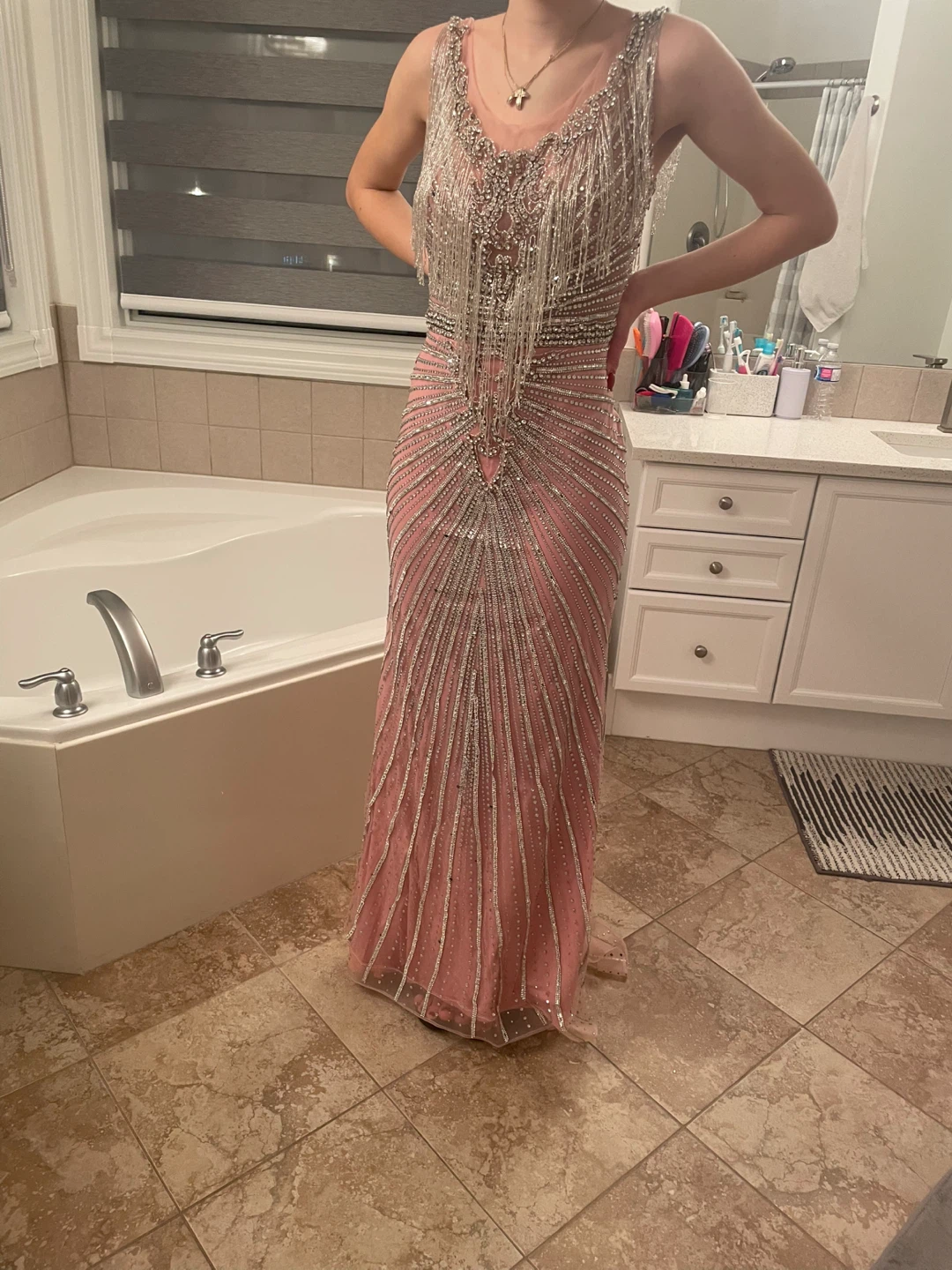 Pink Beaded Evening Gown