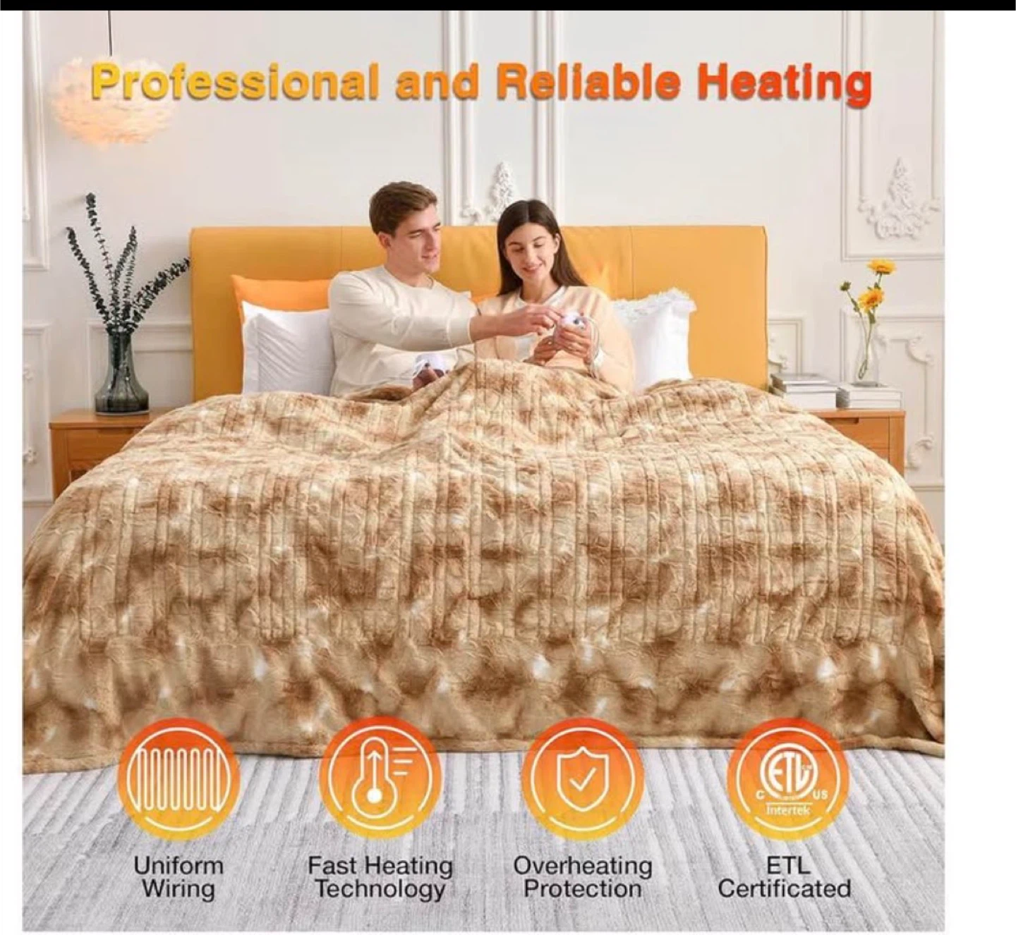 WOOMER Heated Blanket - Twin Size, Beige
