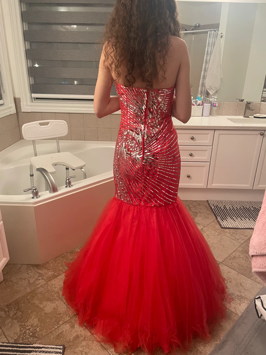 Orange Strapless Mermaid Prom Dress - photo 3