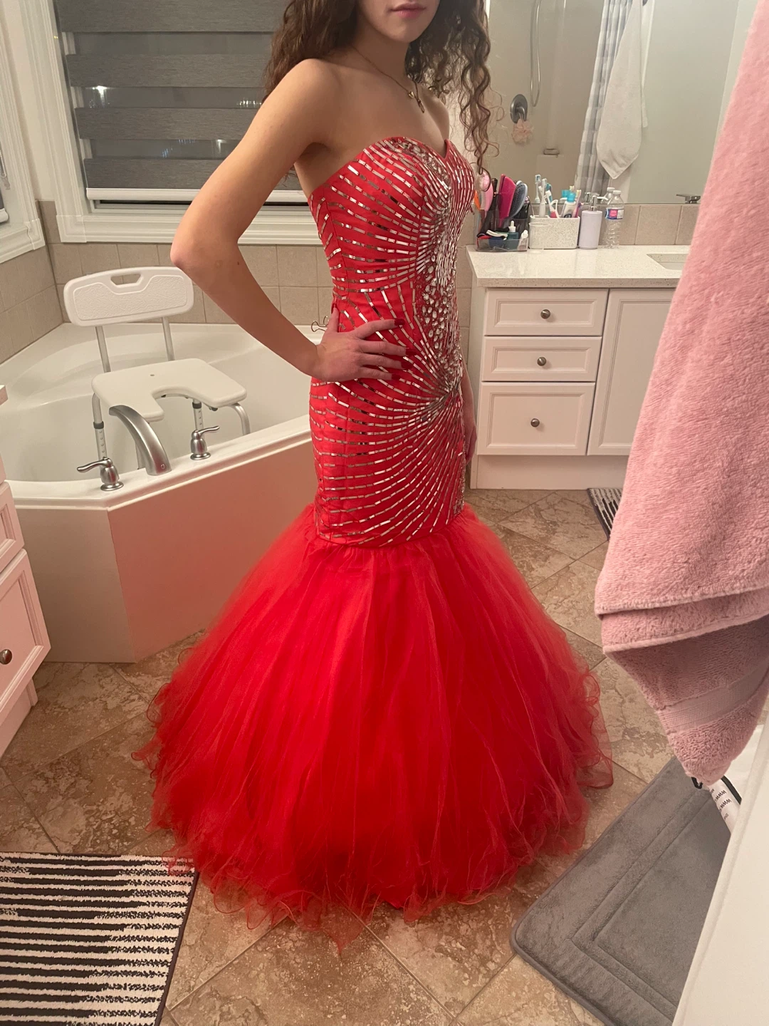 Orange Strapless Mermaid Prom Dress - photo 2