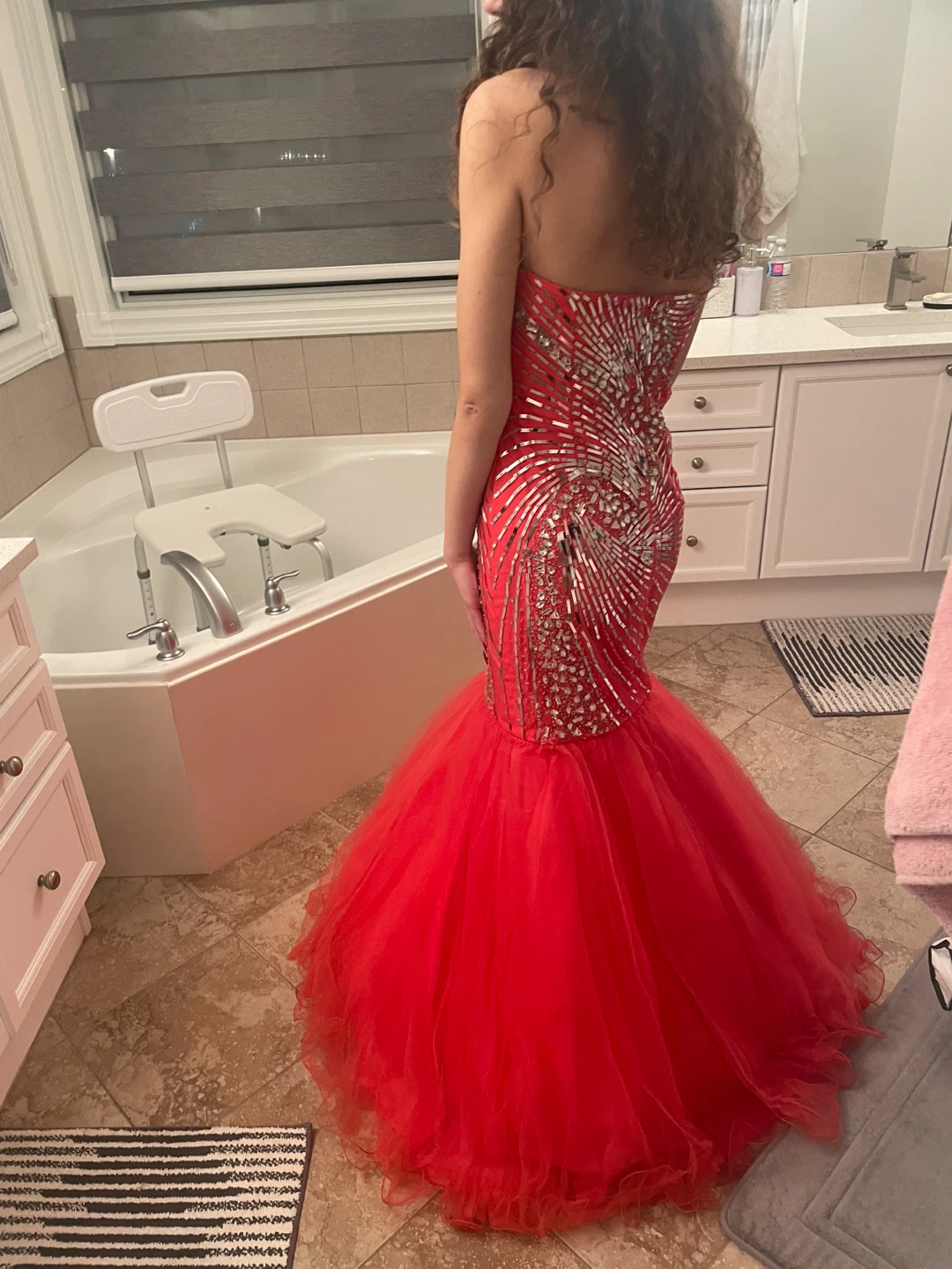 Orange Strapless Mermaid Prom Dress - photo 4