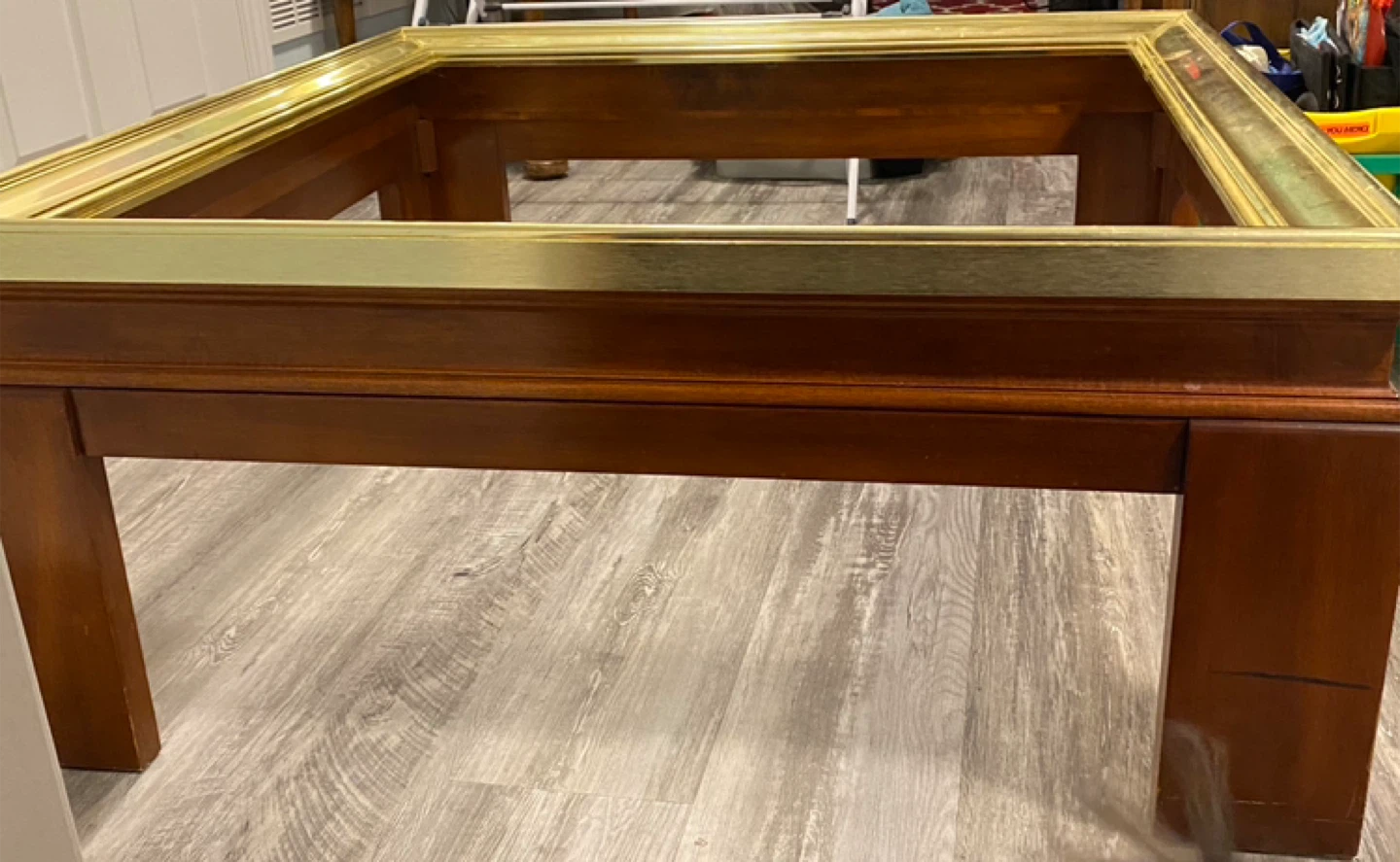 Coffee Table - Wood & Gold Trim - photo 2