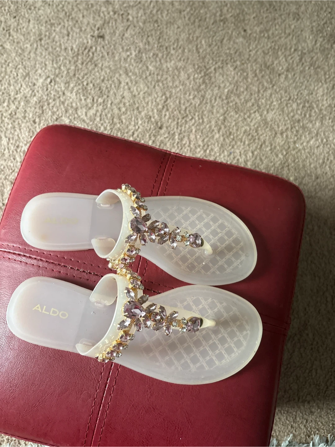 Aldo Embellished Flip Flops - Size 7