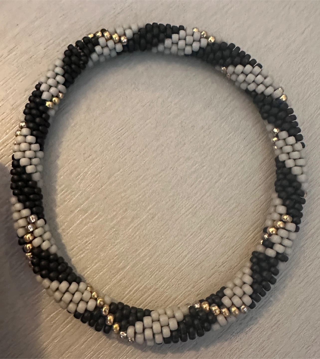 Beaded Bracelet - Black, Gray & Gold - photo 2