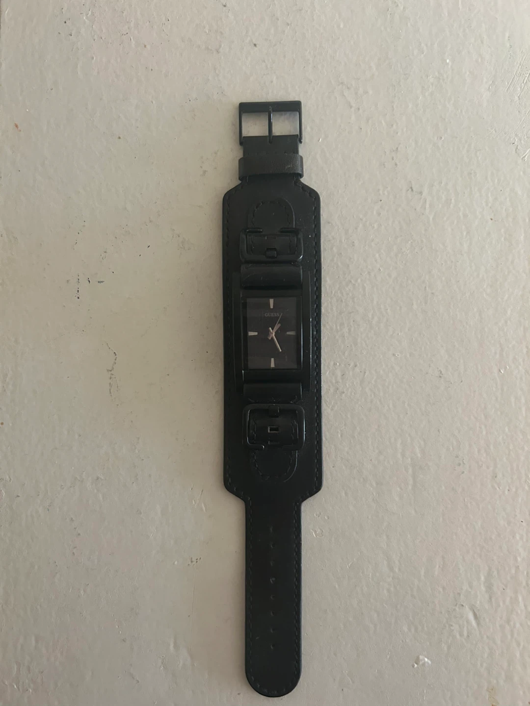 Guess Black Leather Cuff Watch