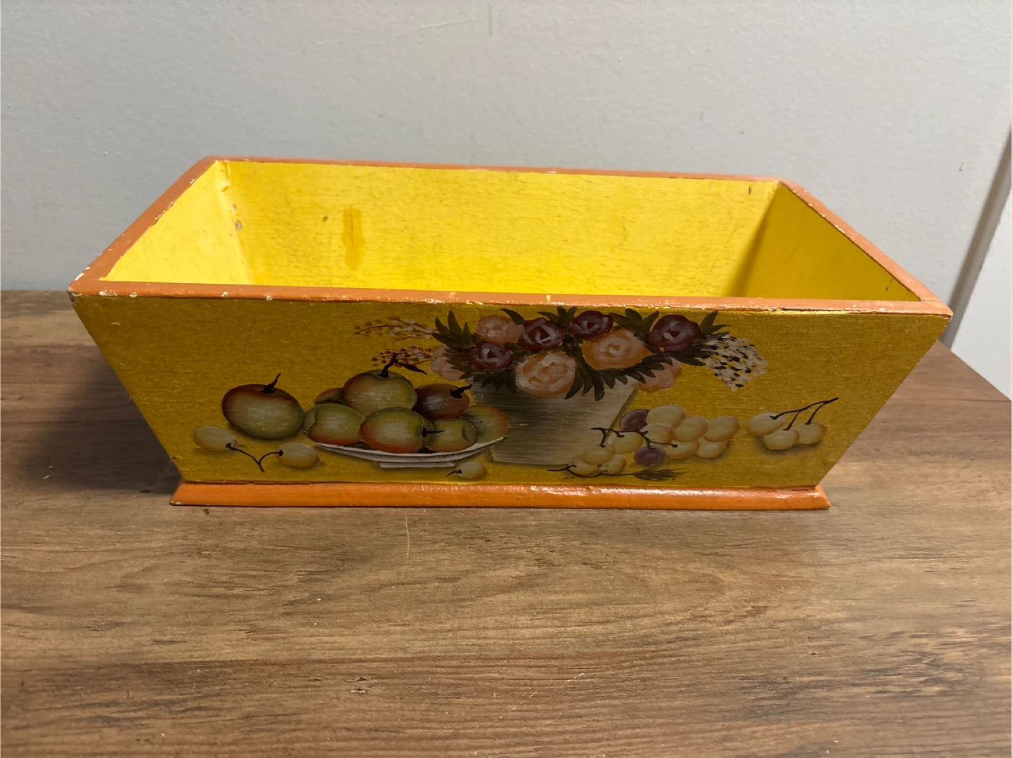 Vintage Yellow Wooden Decorative Box 12x7x4 inches - photo 3