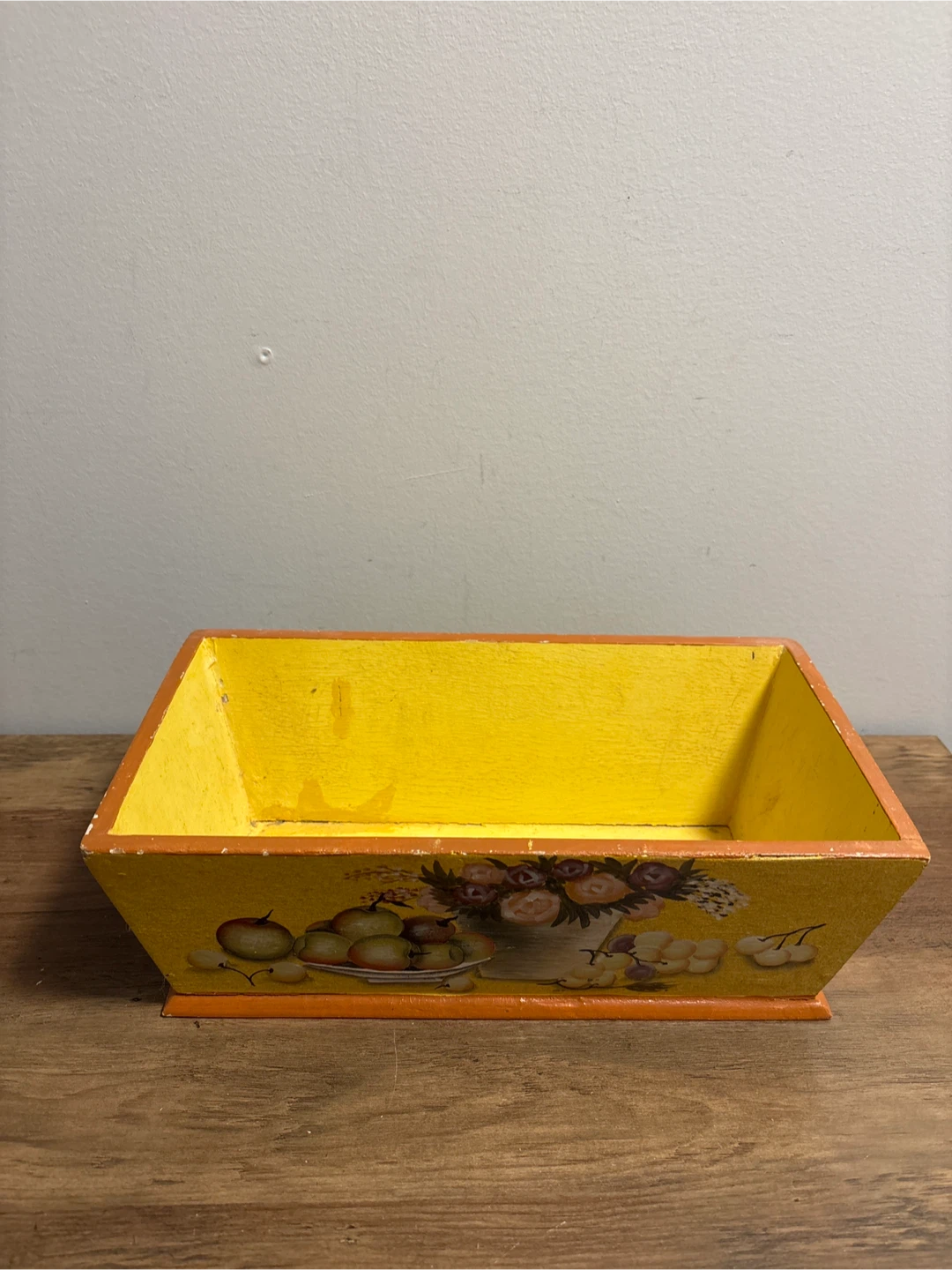 Vintage Yellow Wooden Decorative Box 12x7x4 inches - photo 2
