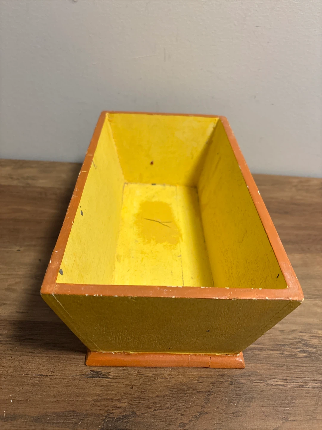 Vintage Yellow Wooden Decorative Box 12x7x4 inches - photo 5
