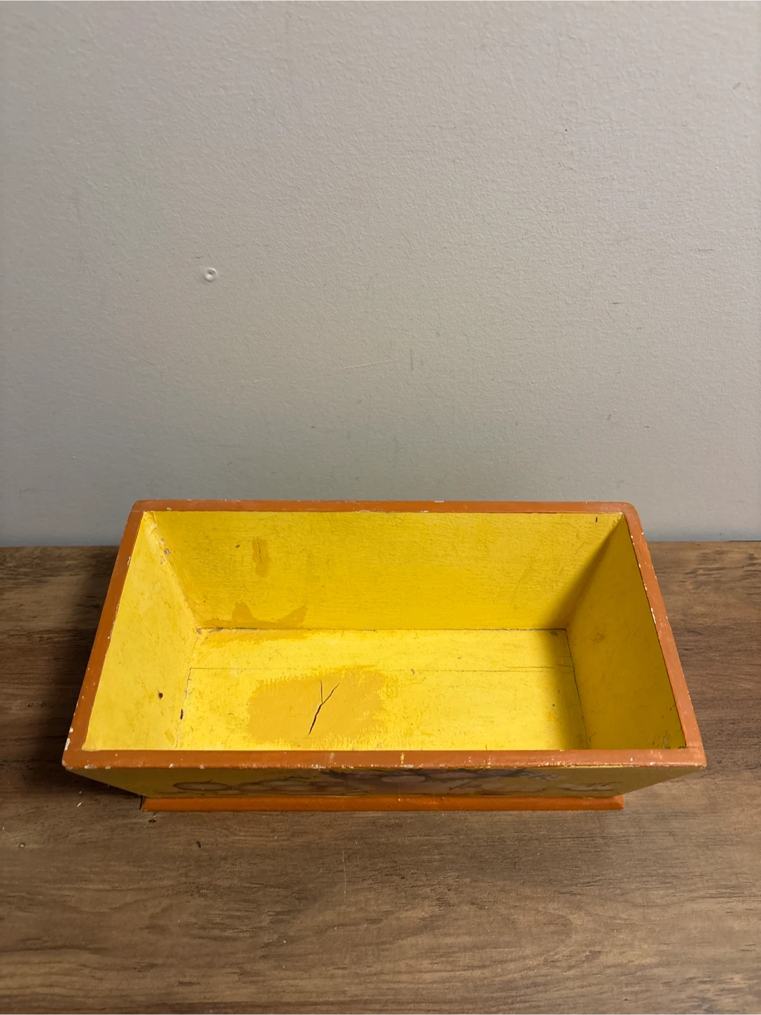 Vintage Yellow Wooden Decorative Box 12x7x4 inches - photo 4