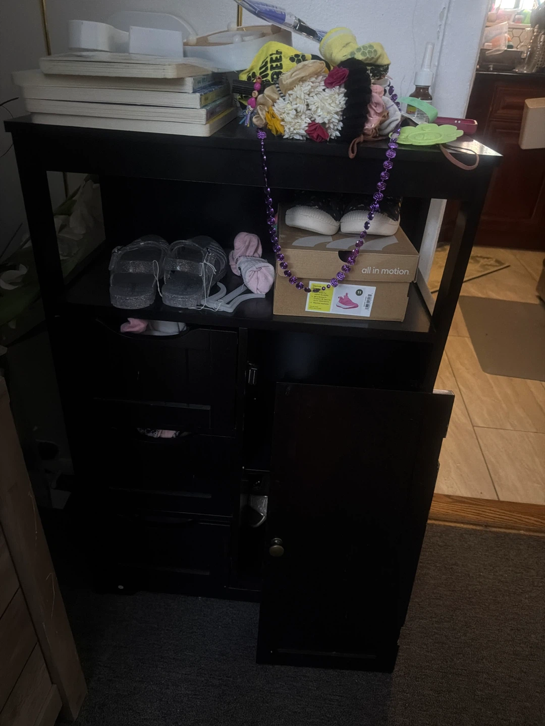 Black Storage Cabinet with Drawers