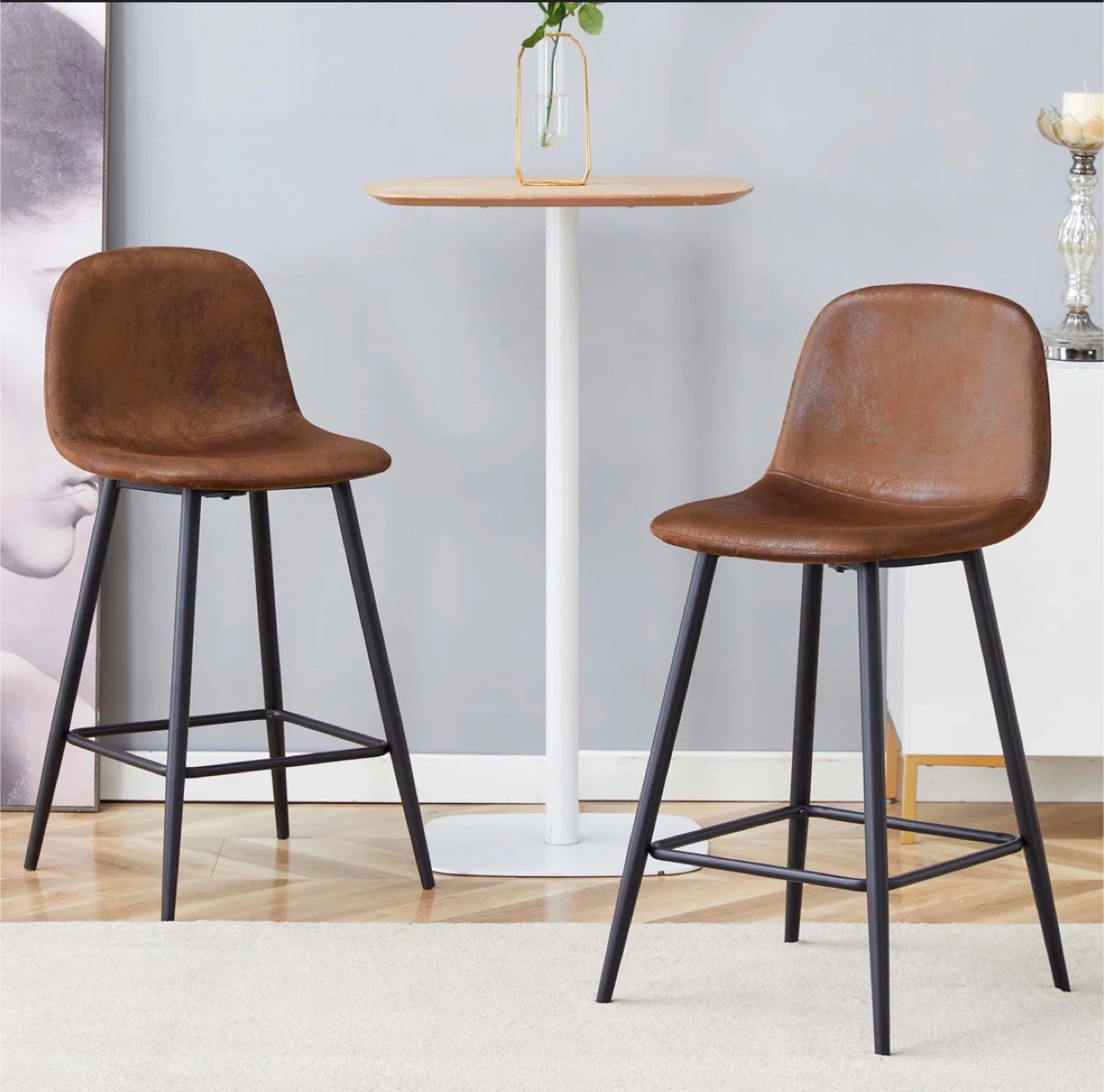 Brown Faux Leather Bar Stools - New in Box! 2 pieces - photo 2