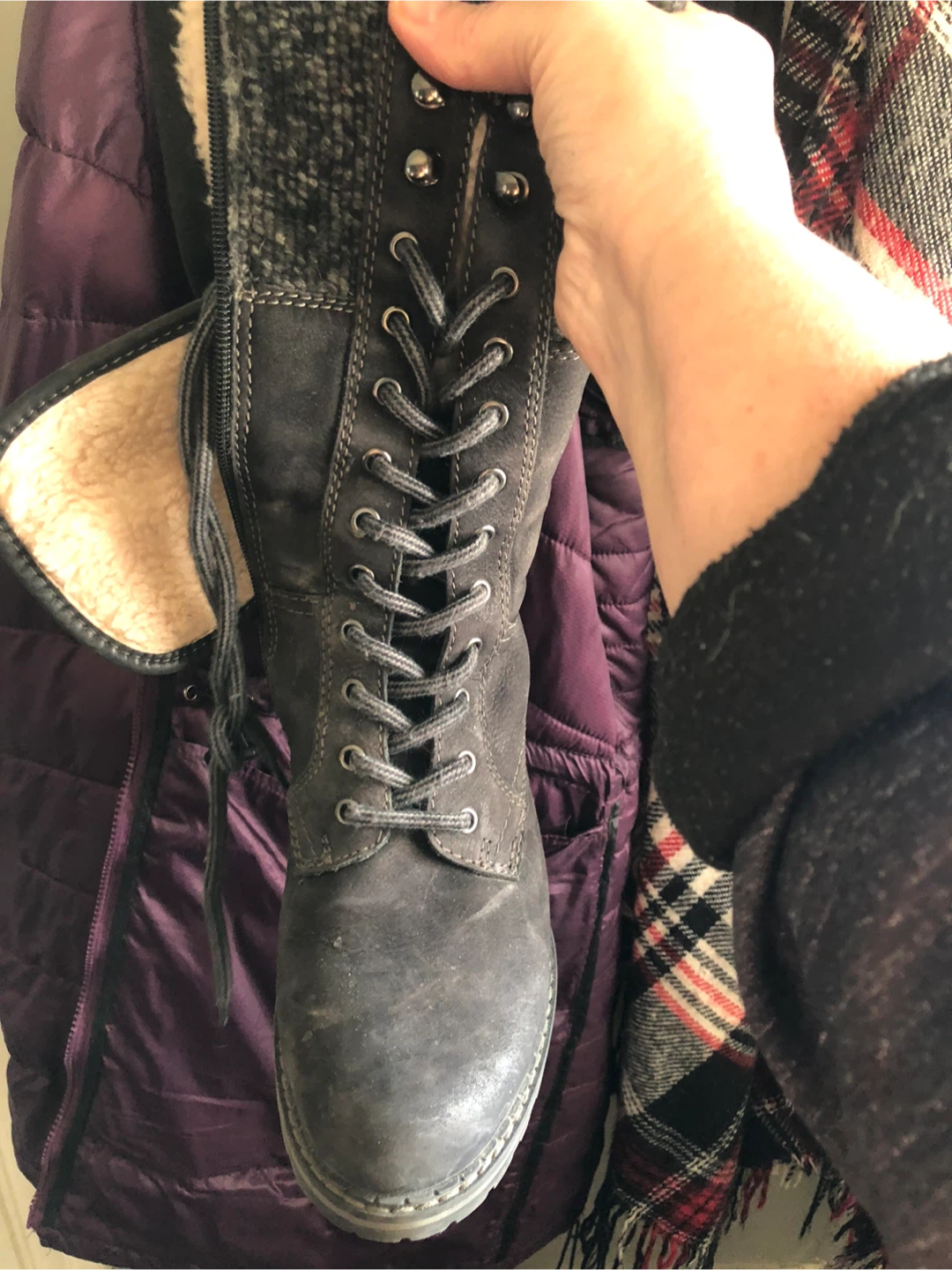 Brown Lace-Up Boots - Women's Size 9