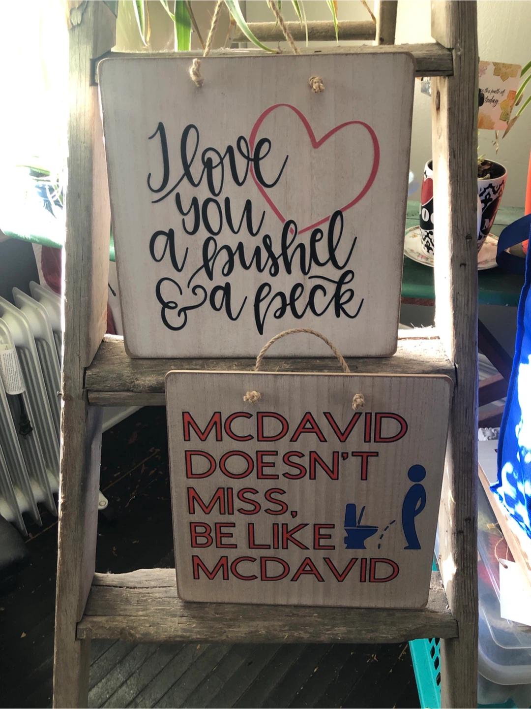 Wooden 'I Love You' & McDavid Signs
