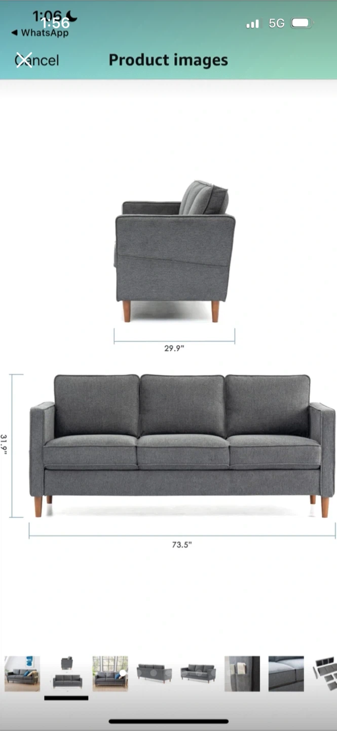 New Brand New Mellow HANA Modern Linen Fabric Sofa Couch - photo 2