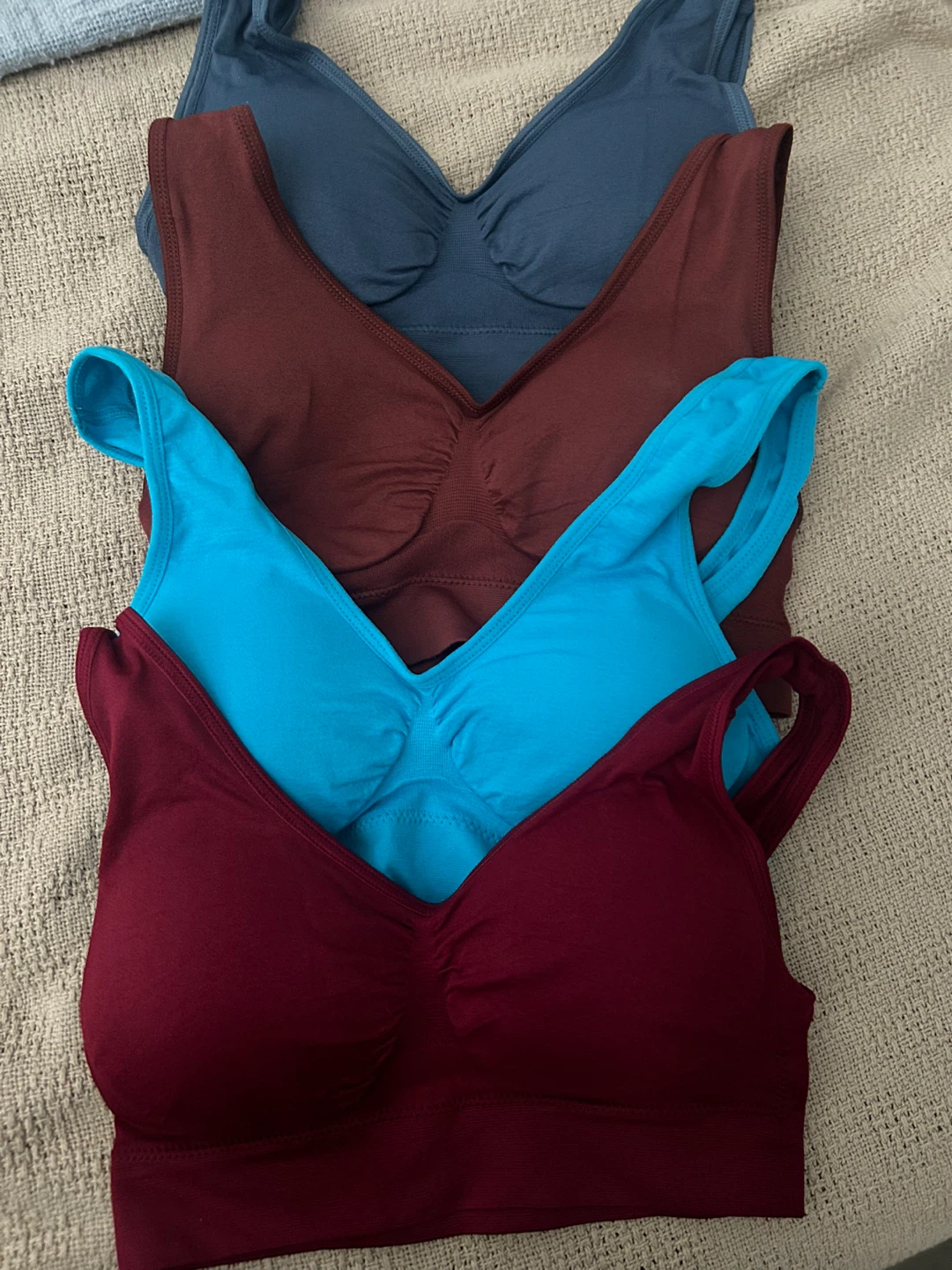 Burgundy, Blue, Brown Bra Tops - Size S