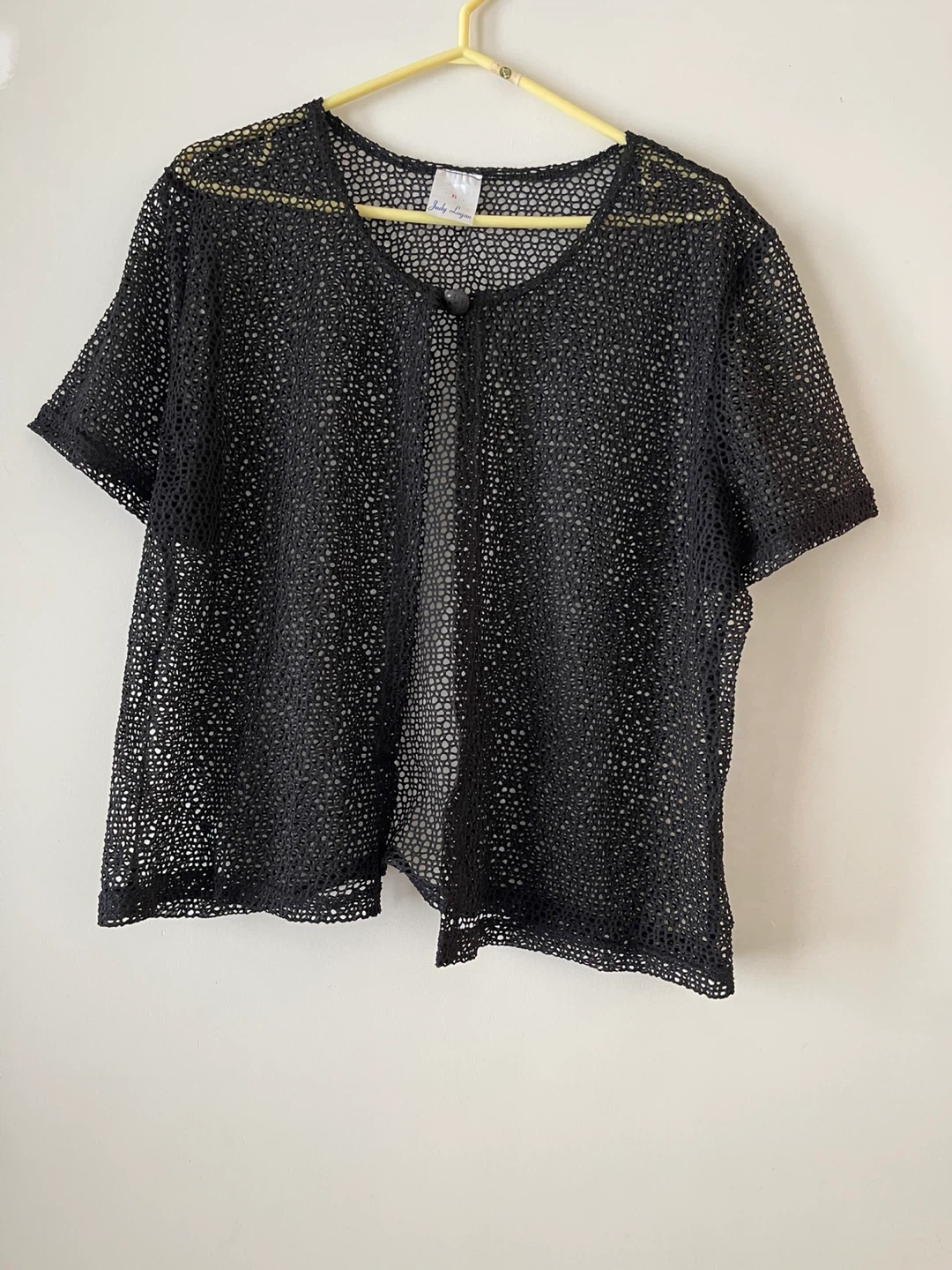 Judy Logan Black Mesh Top - Size XL