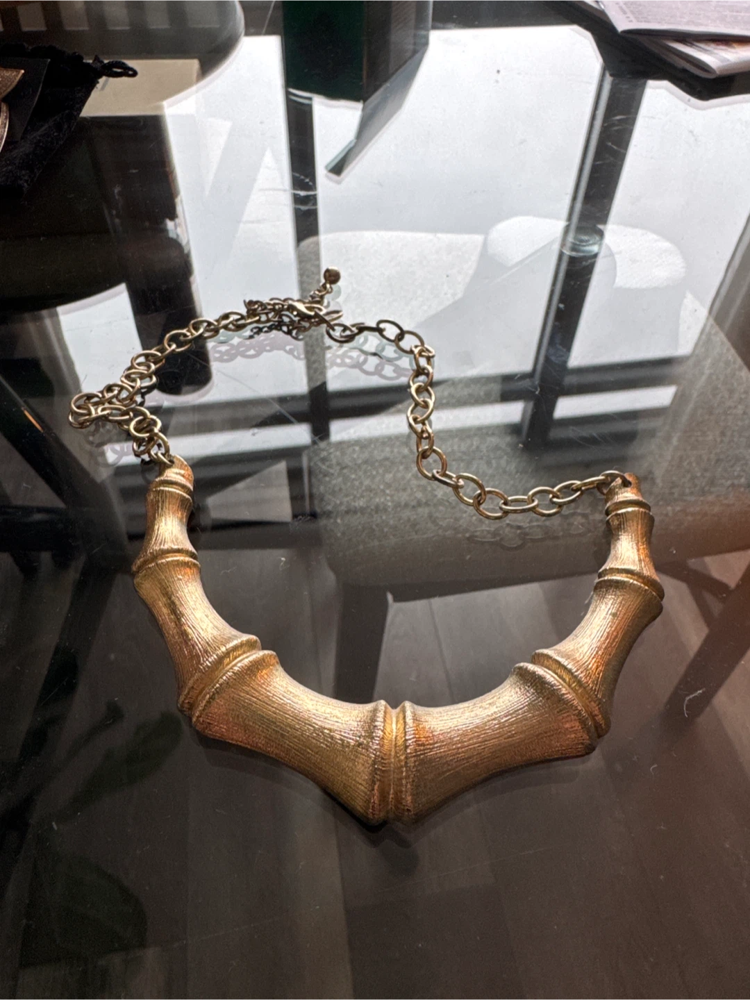 Gold Bamboo Style Necklace