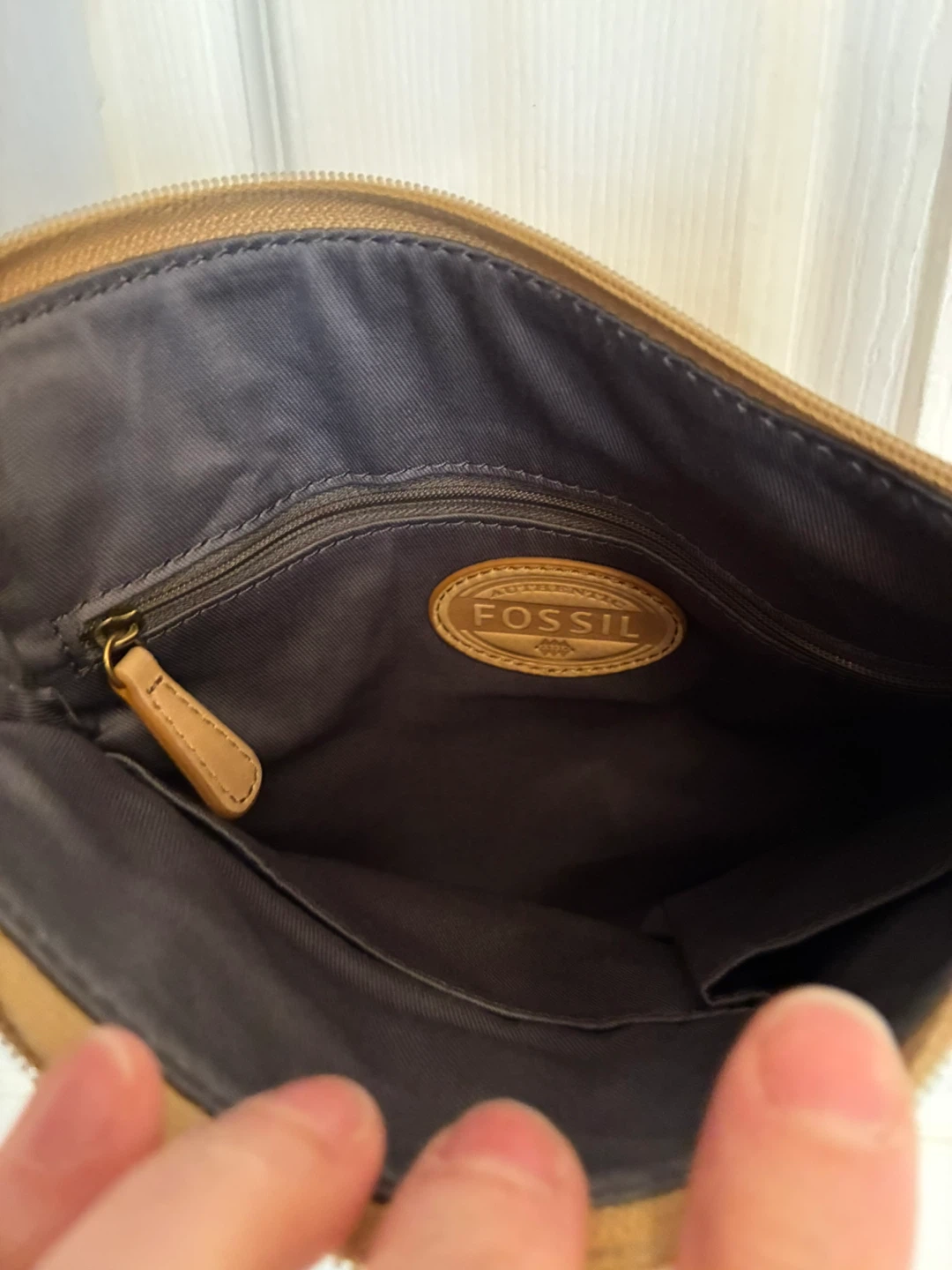 Fossil Leather Crossbody Bag —beige/tan - photo 4