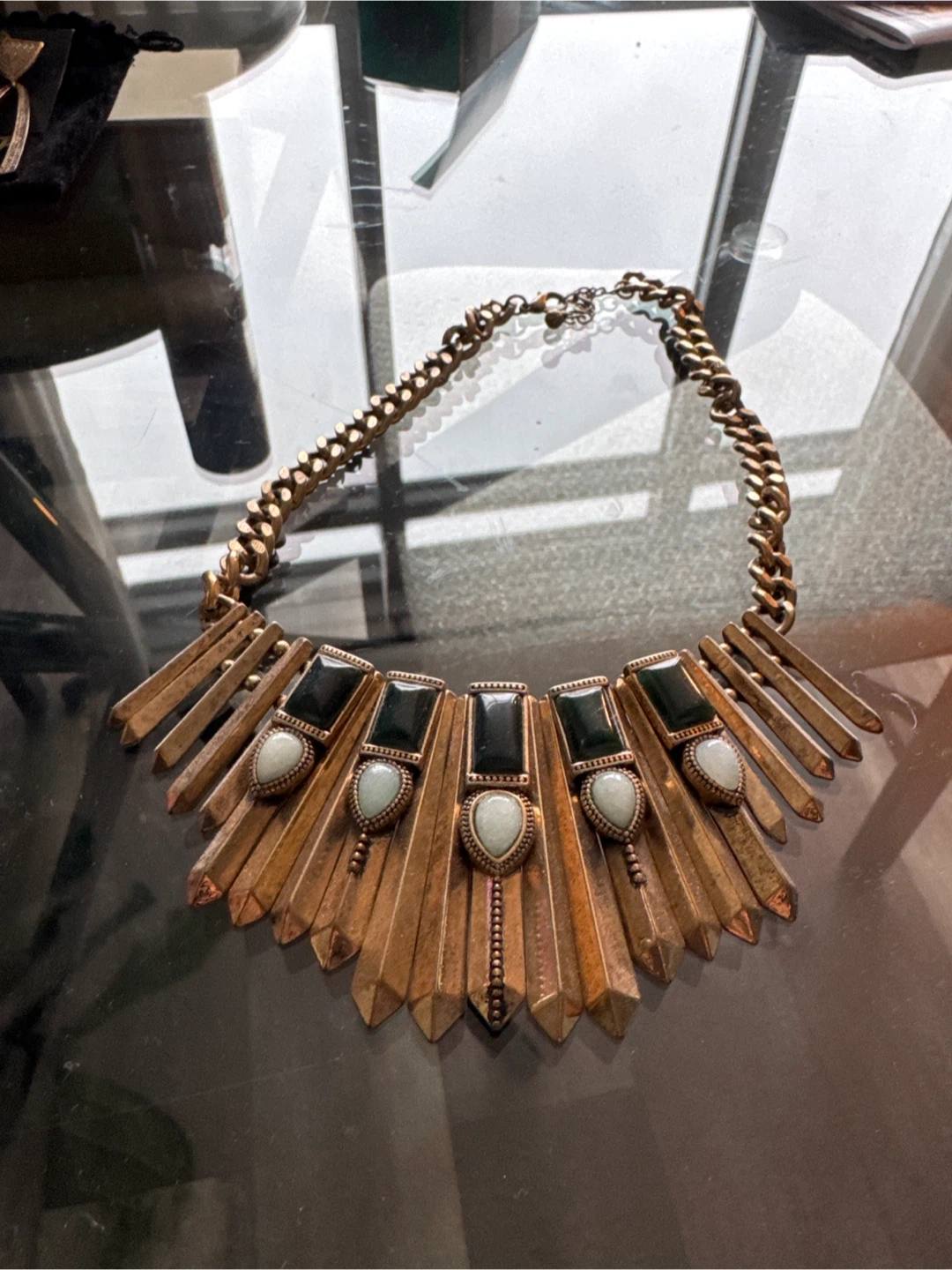 Statement Necklace - Bronze & Stone
