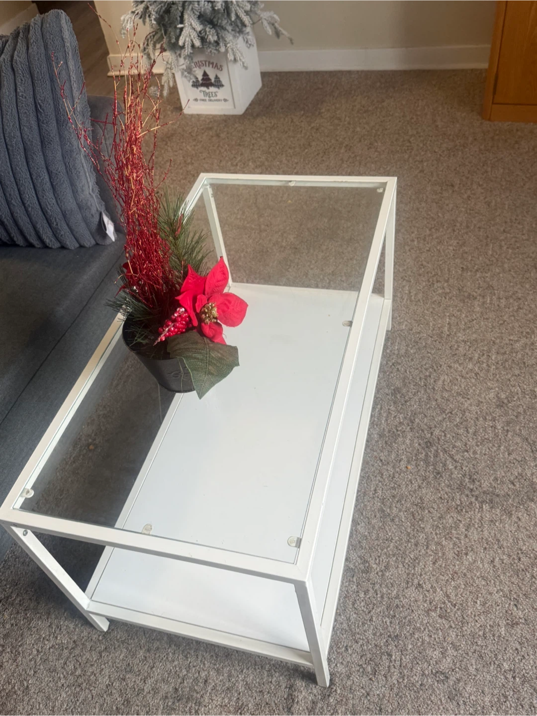 2 White Glass Top Coffee Table and sofa - photo 5