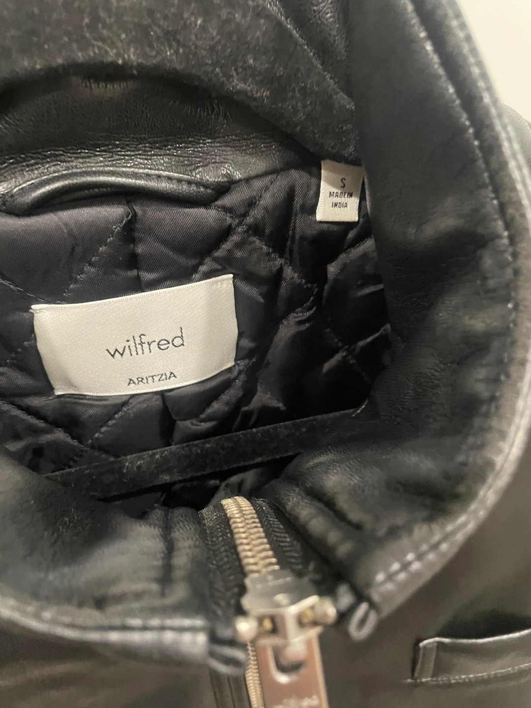 Aritzia : Wilfred Black Leather Bomber Jacket - Size S - photo 3