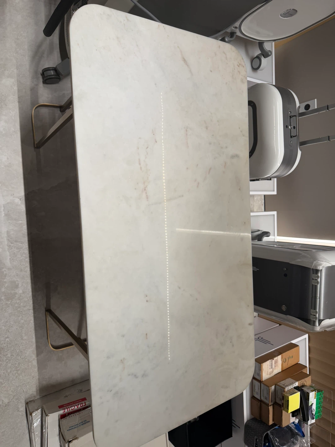 CB2 Dahlia Banswara marble and brass-finish desk - photo 4