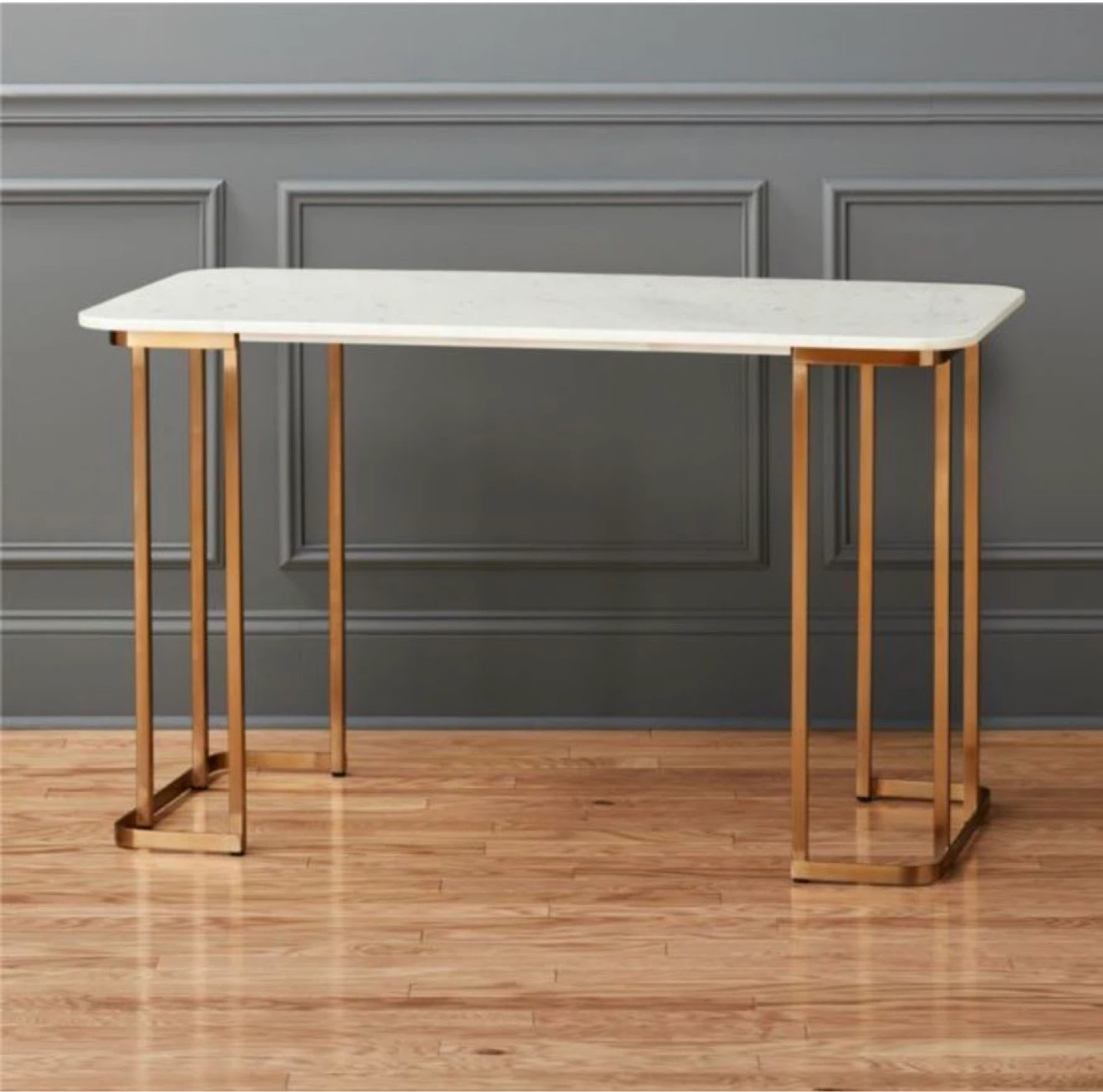 CB2 Dahlia Banswara marble and brass-finish desk