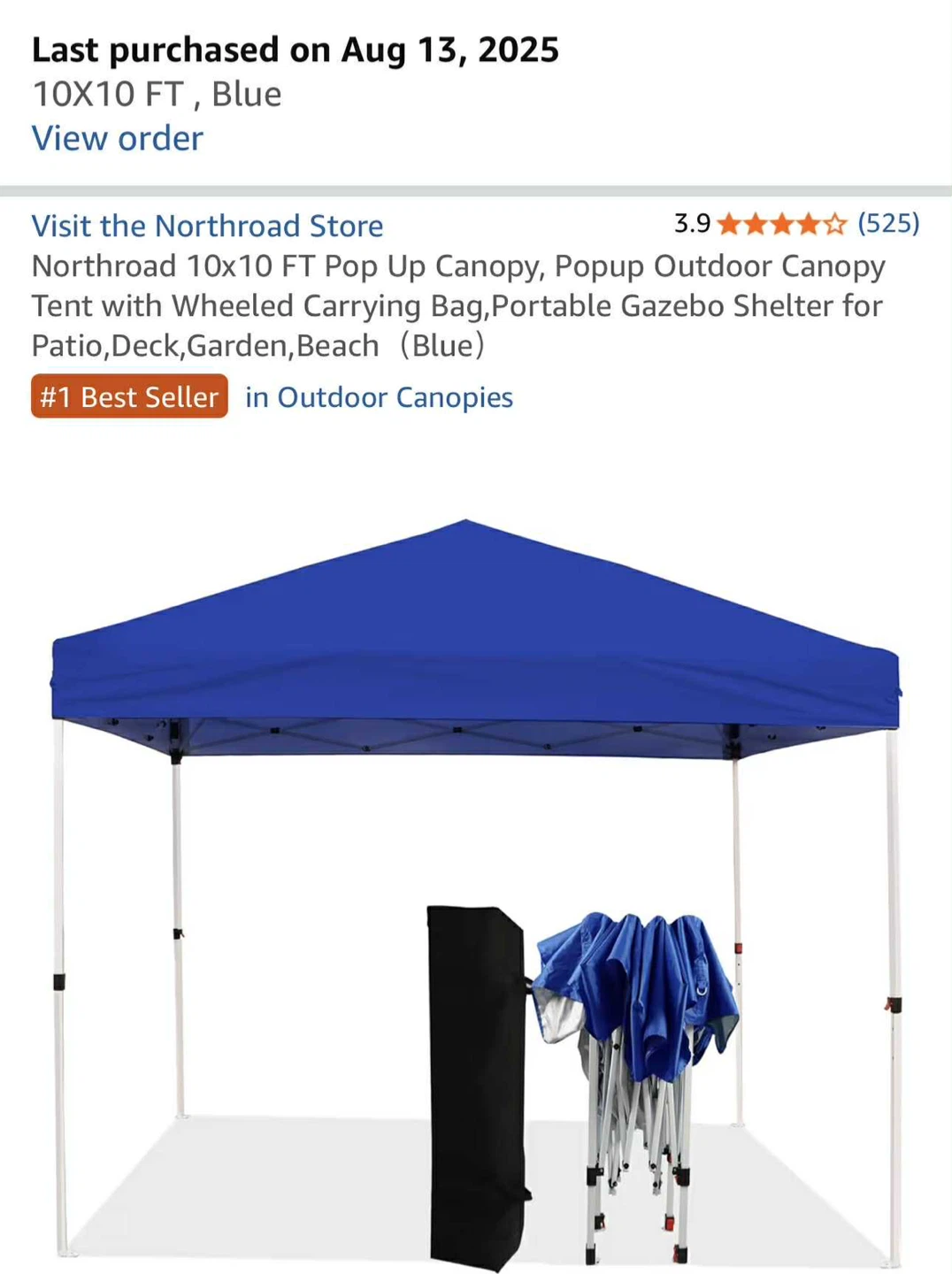 Northroad 10x10 FT Pop Up Canopy - Blue