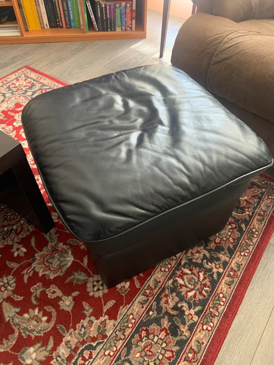 Black Leather Ottoman