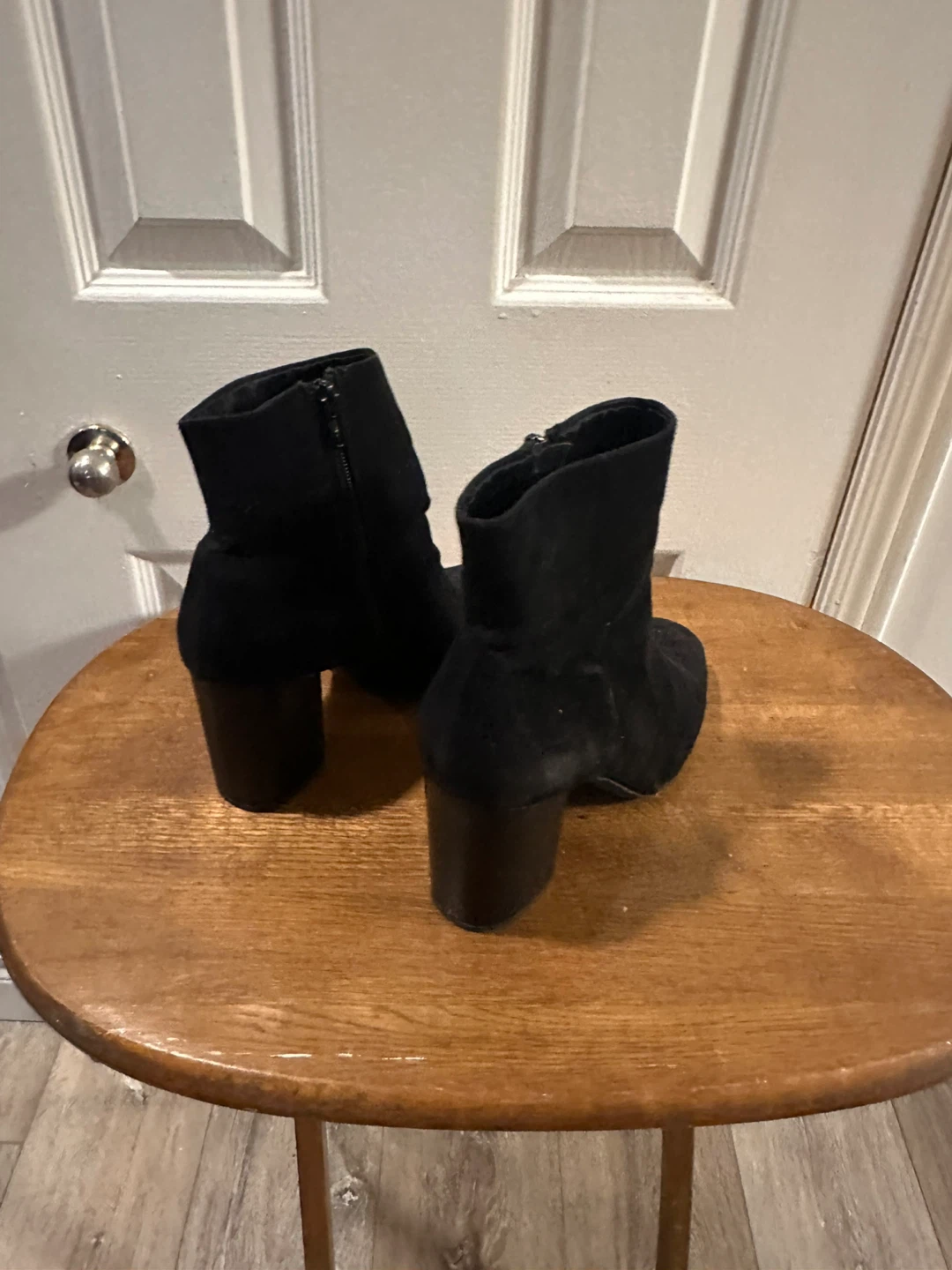 H&M Black Suede Heeled Ankle Boots - Size 9.5 - photo 4