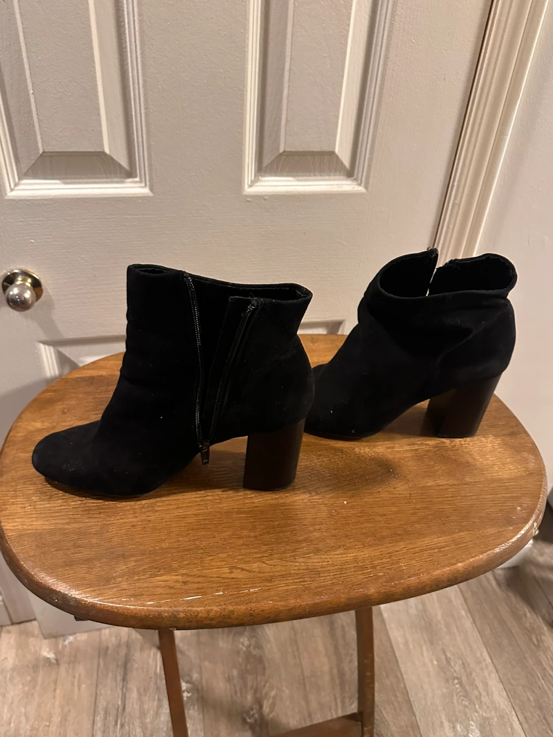 H&M Black Suede Heeled Ankle Boots - Size 9.5 - photo 2