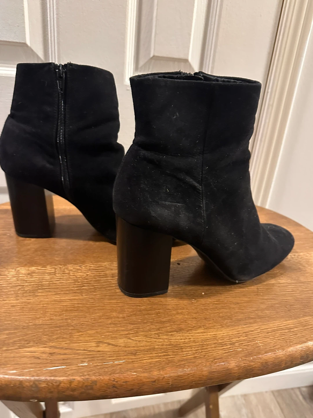 H&M Black Suede Heeled Ankle Boots - Size 9.5