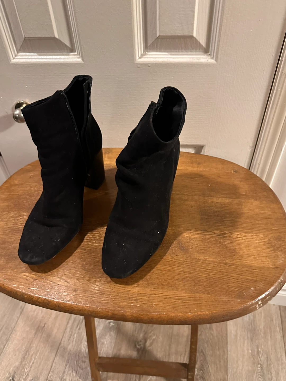 H&M Black Suede Heeled Ankle Boots - Size 9.5 - photo 5
