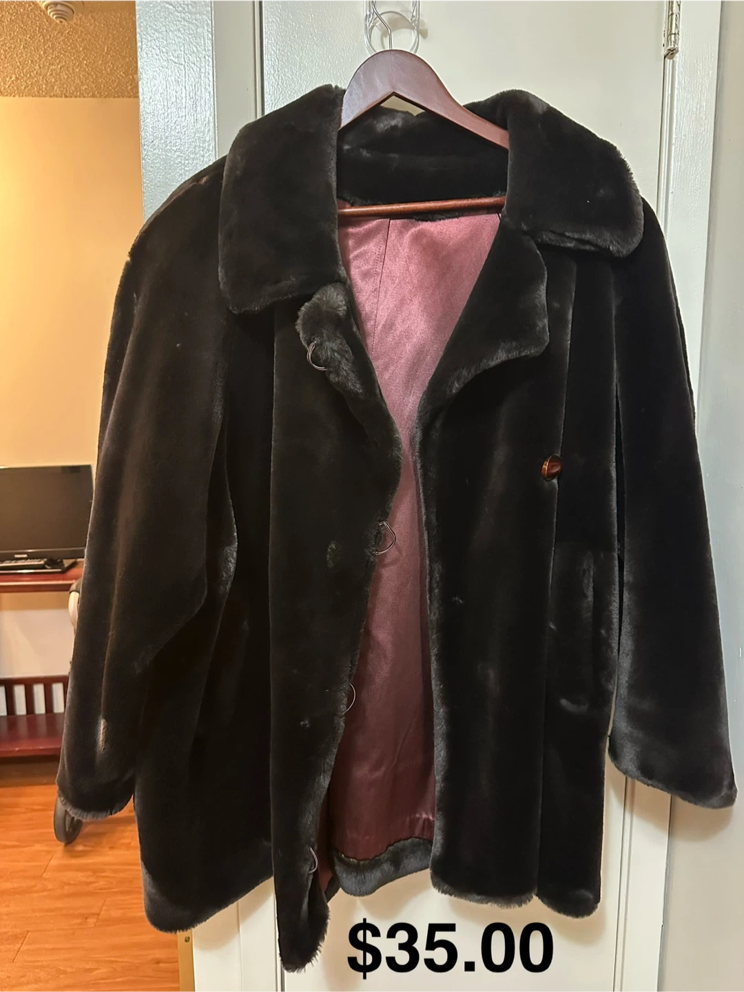 Faux Fur Coat - Dark Brown