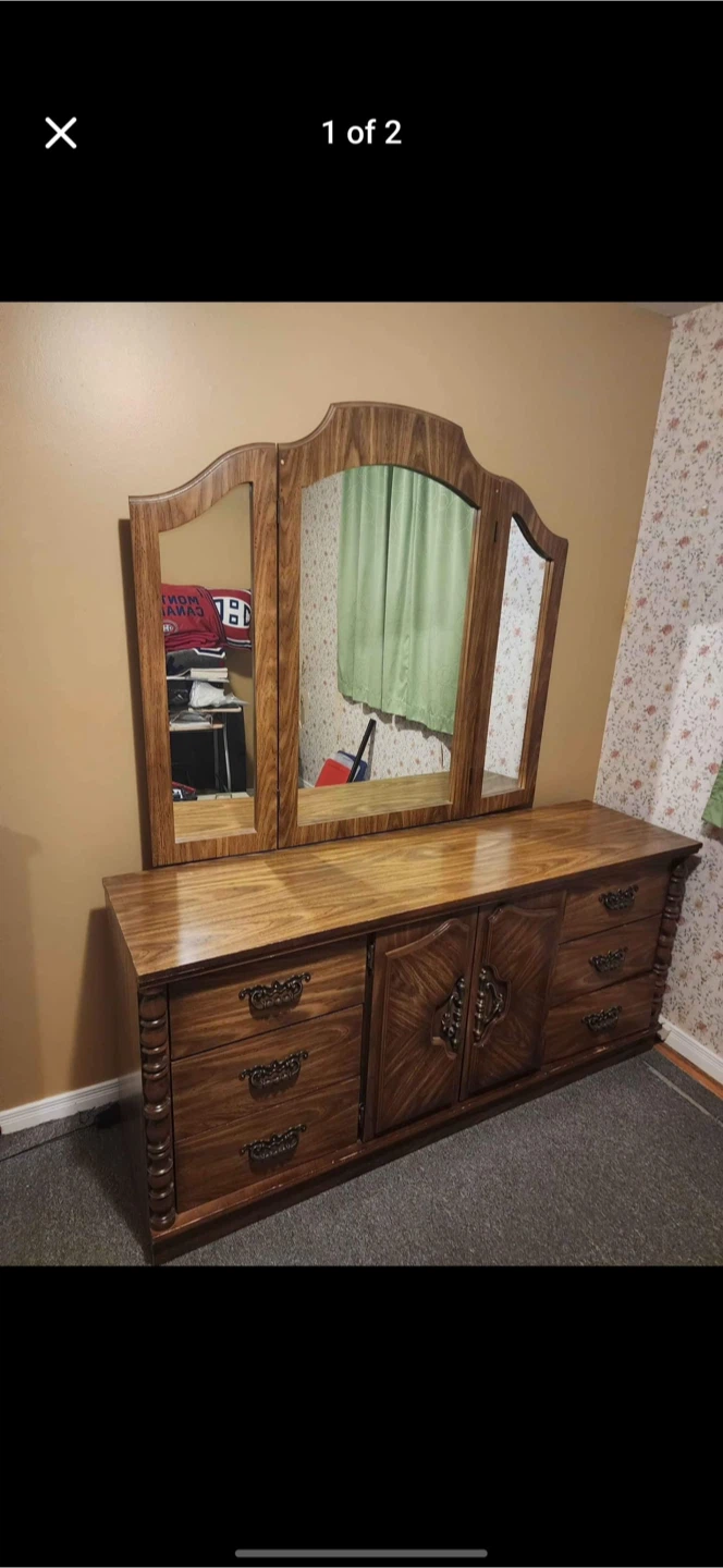 Vintage Wood Dresser with Mirror - $120 - photo 3
