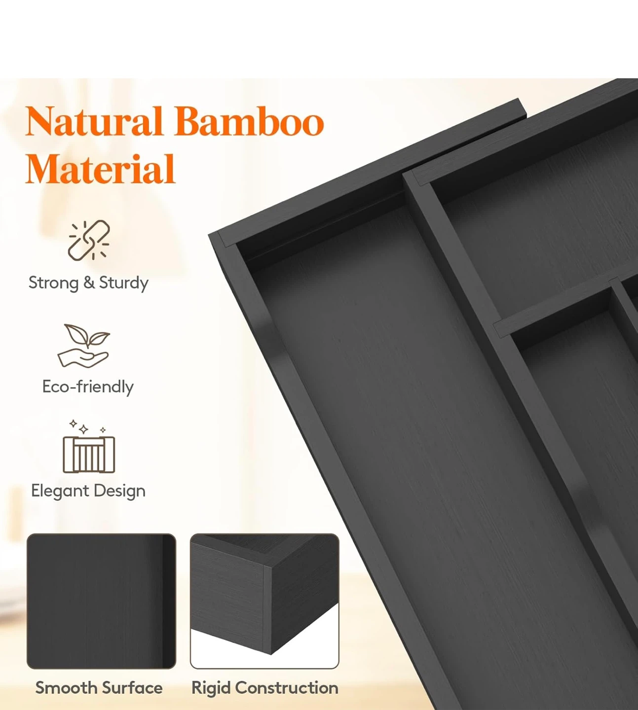 Bamboo Expandable Cutlery Drawer Organizer - photo 3