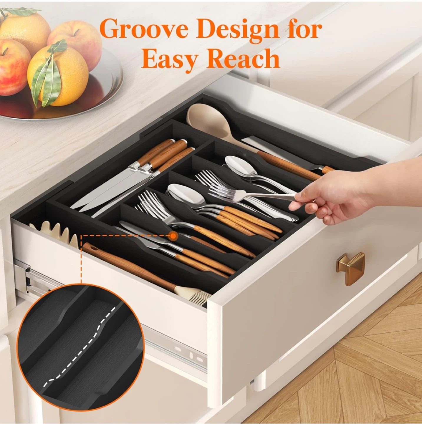 Bamboo Expandable Cutlery Drawer Organizer - photo 2