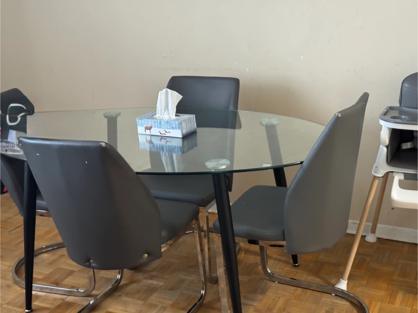 Glass Top Dining Table with 4 Chairs - photo 2