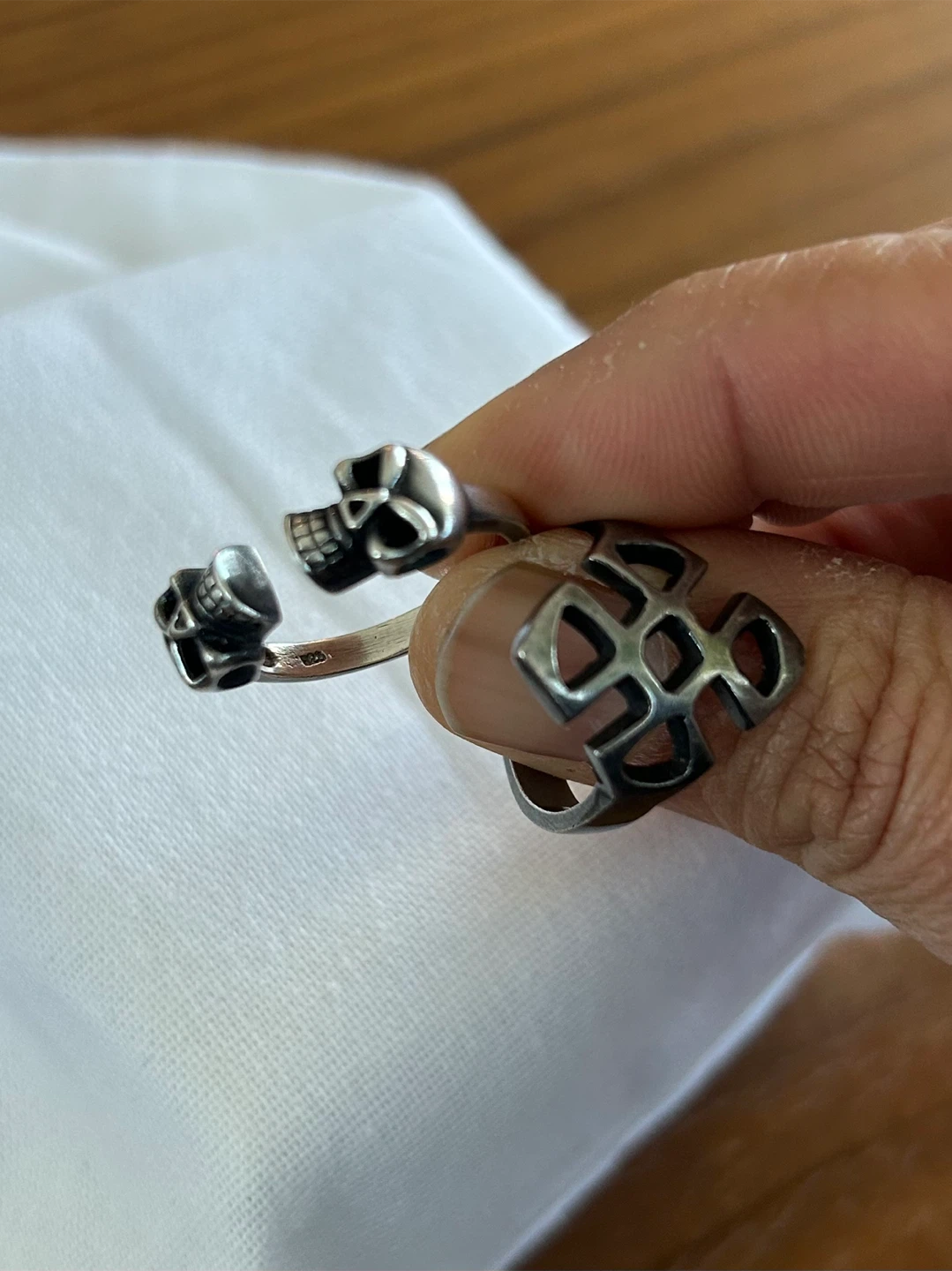 Vintage 925 Sterling Silver Skull and Cross Rings - photo 5