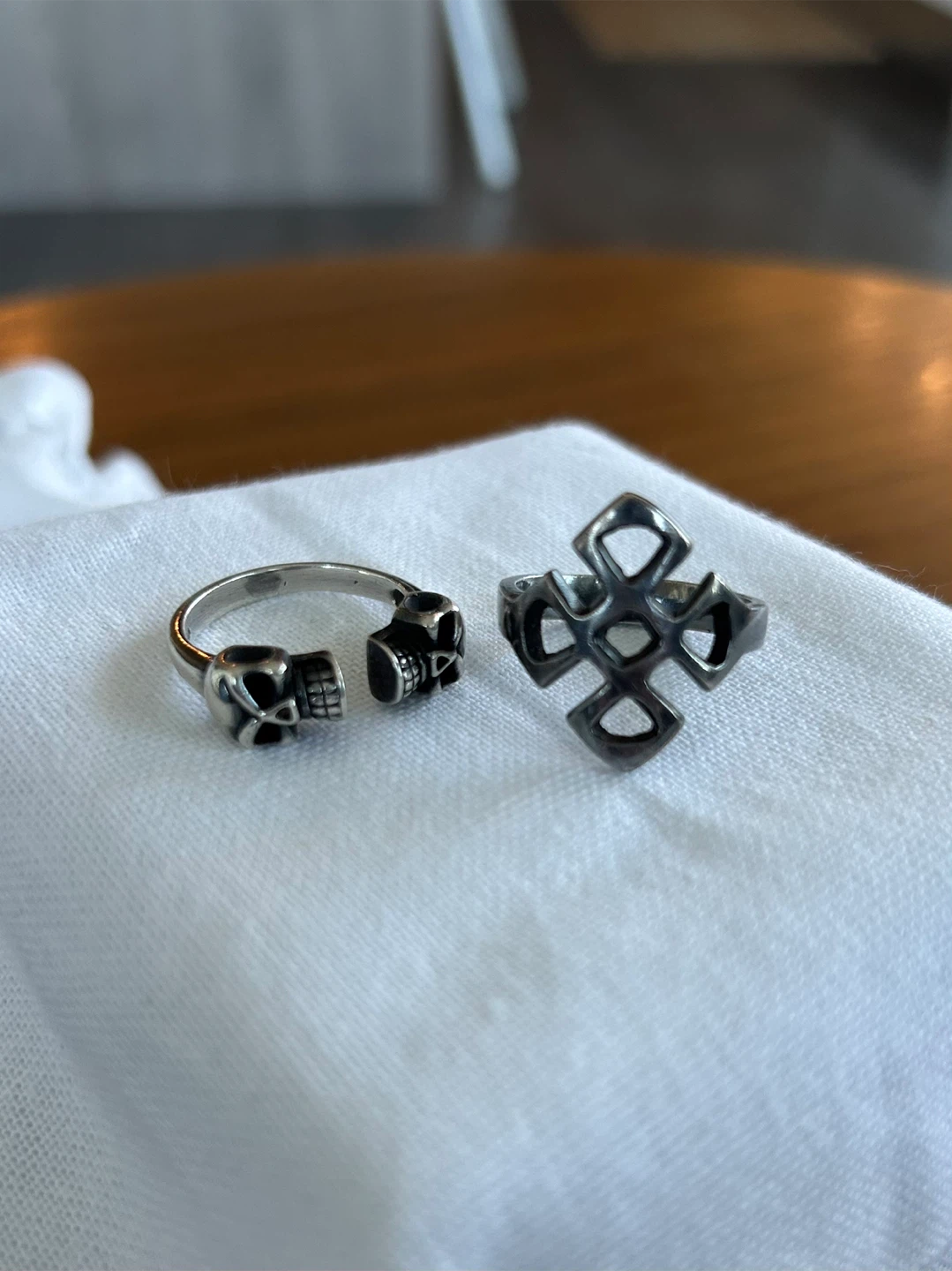 Vintage 925 Sterling Silver Skull and Cross Rings - photo 4
