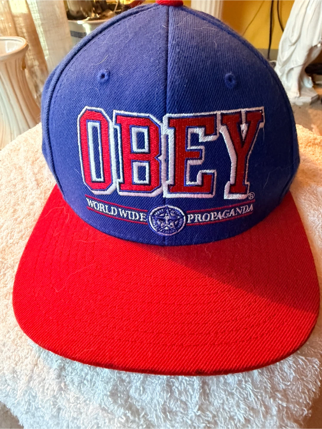 Obey Snapback Hat - Blue & Red