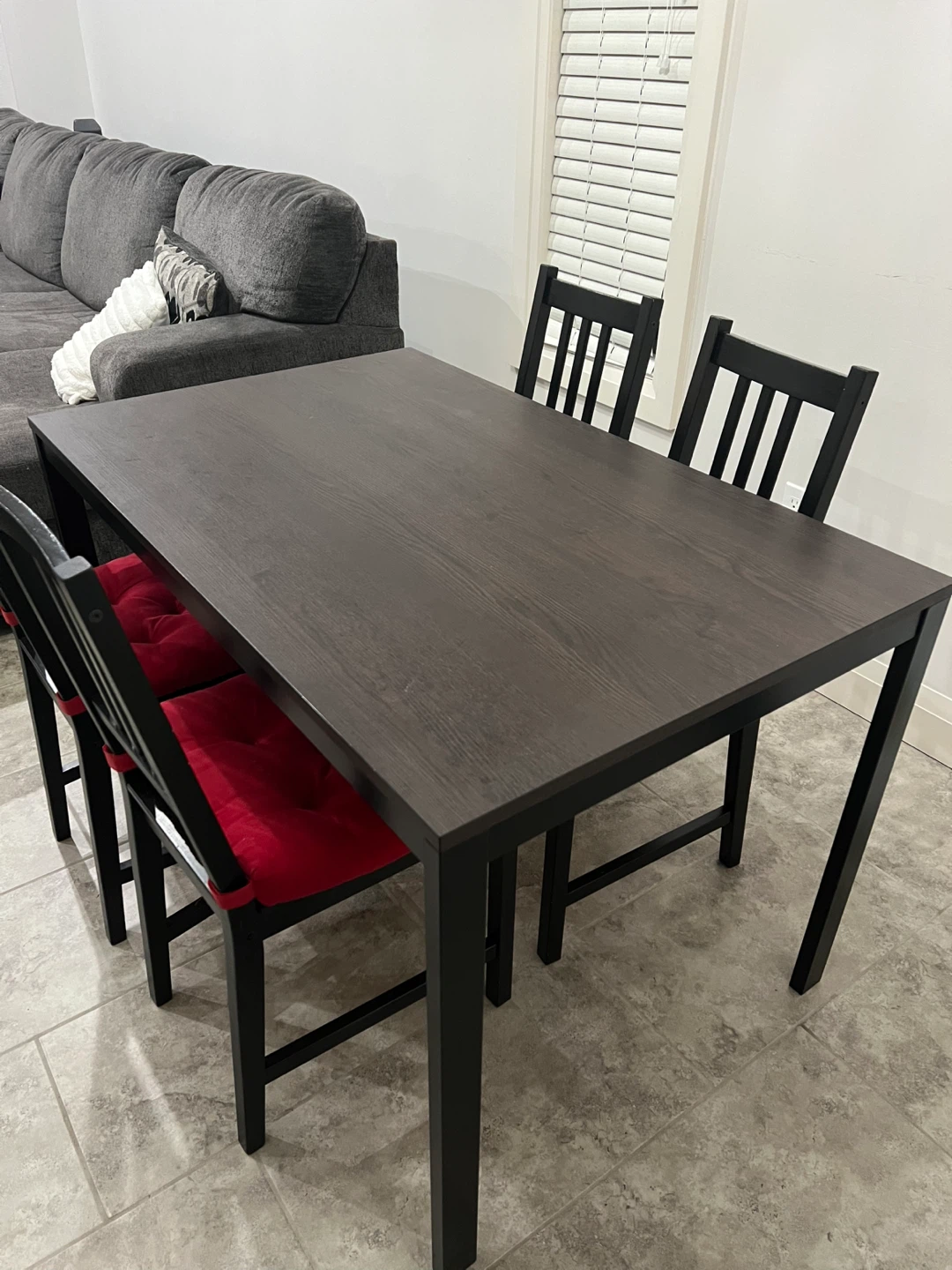 Dark Brown Dining Table with 4 Chairs