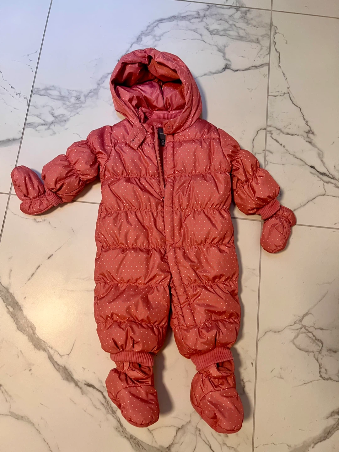 Baby Gap -  Pink Polka Dot Snowsuit - Size 6- 12 Months